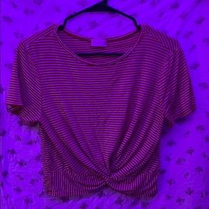 red and white striped tee